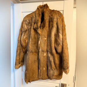 Vintage Greffmodelle light brown Real Fur Coat, size 14